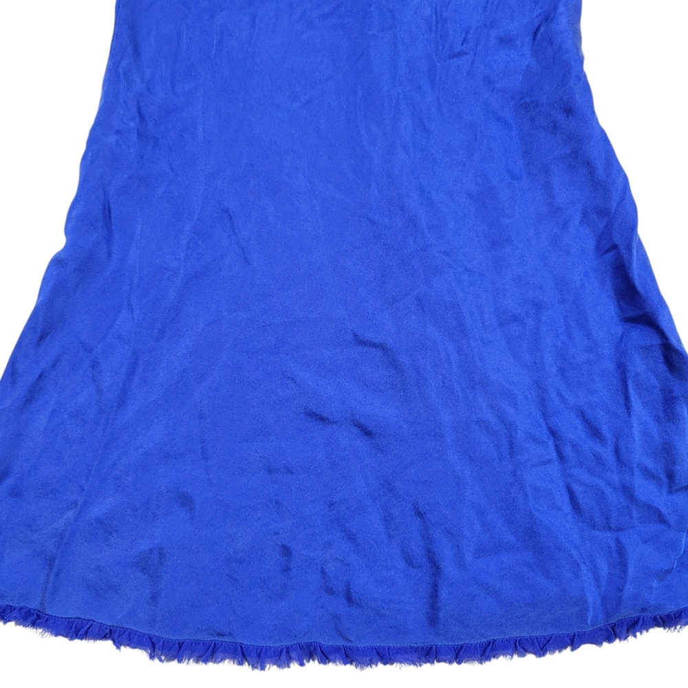 VTG Victoria's Secret Womens Dress S Royal Blue Y2K Silk Babydoll Slip Raw‎ Edge - Picture 10 of 15